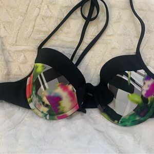 Oscar de la Renta Multicolor Bikini Swimsuit Top Size Large Season R14
